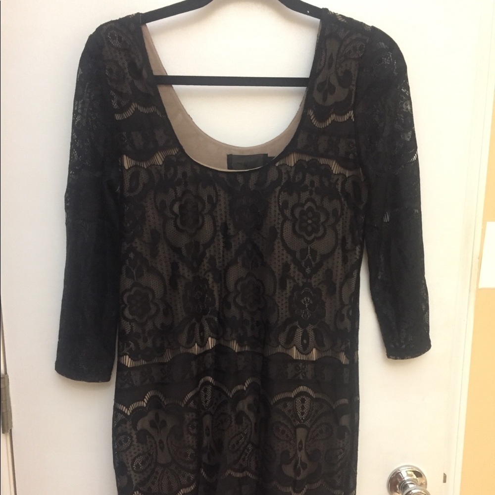 Black lace dress with tan underlay